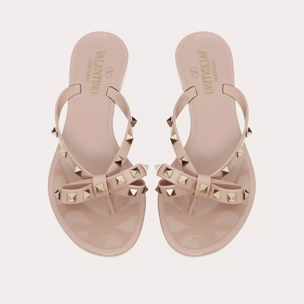 Valentino Rockstud Rubber Slipper in nude